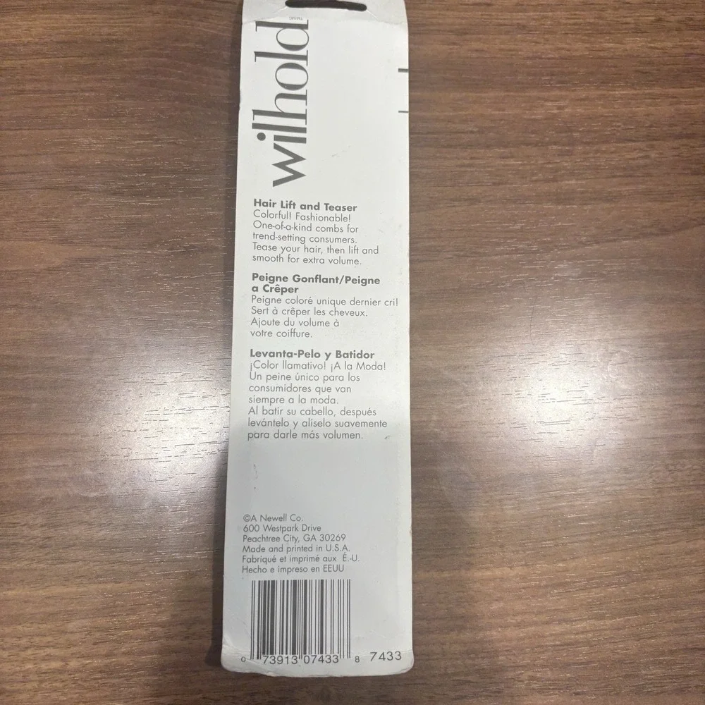 Vtg Wilhold Hair Lift And Teaser Comb White Pink Color Dip 7433 NEW